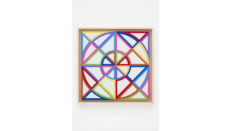 1.1.602 by Eduardo Terrazas, with multicoloured geometric lines forming a circular pattern.