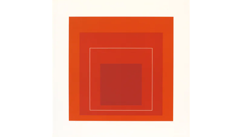 White Line Square by Josef Albers, with nested red and orange squares.